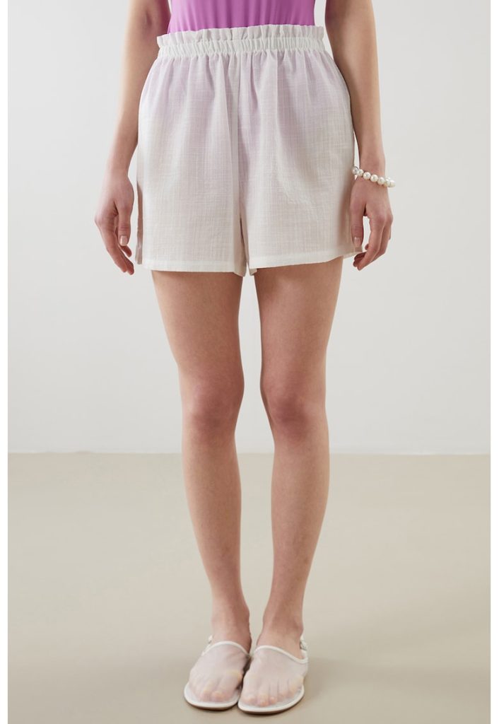 Pantaloni scurti cu talie elastica si talie inalta-FEMEI/IMBRACAMINTE/Pantaloni si colanti-IMBRACAMINTE/Pantaloni si colanti