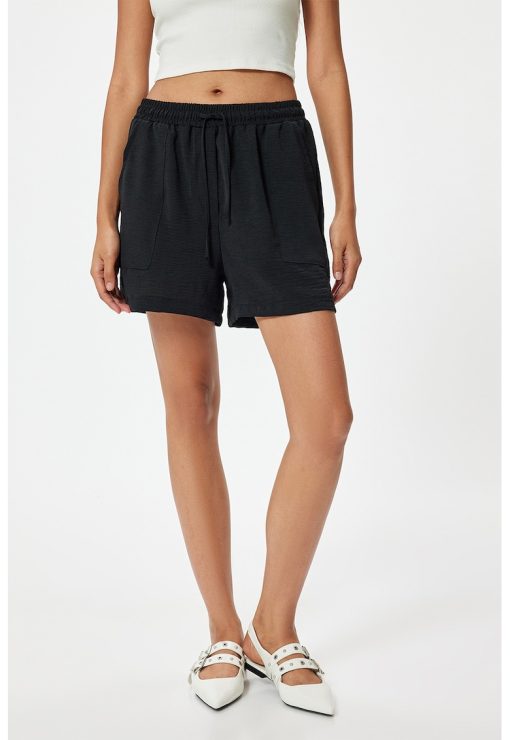 Pantaloni scurti cu talie inalta si buzunare laterale-FEMEI/IMBRACAMINTE/Pantaloni si colanti-IMBRACAMINTE/Pantaloni si colanti