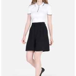 Pantaloni scurti cu talie inalta si buzunare oblice-FEMEI/IMBRACAMINTE/Pantaloni si colanti-IMBRACAMINTE/Pantaloni si colanti