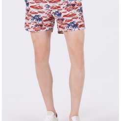 Pantaloni scurti de baie cu imprimeu si snur-BARBATI/IMBRACAMINTE/Costume de baie-IMBRACAMINTE/Costume de baie