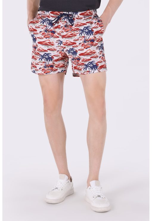 Pantaloni scurti de baie cu imprimeu si snur-BARBATI/IMBRACAMINTE/Costume de baie-IMBRACAMINTE/Costume de baie