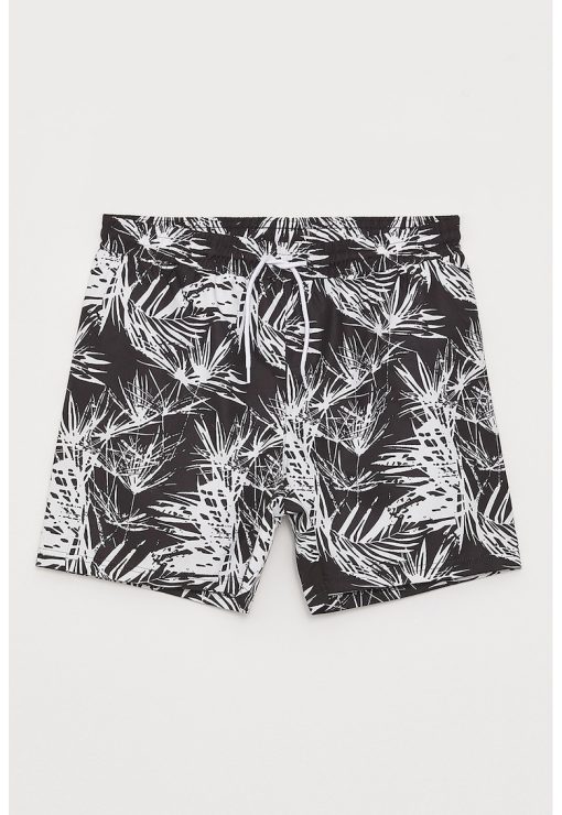 Pantaloni scurti de baie cu snururi si imprimeu-BARBATI/IMBRACAMINTE/Costume de baie-IMBRACAMINTE/Costume de baie
