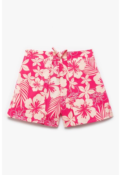 Pantaloni scurti de bumbac cu model floral-FETE/IMBRACAMINTE/Sorturi-IMBRACAMINTE/Sorturi