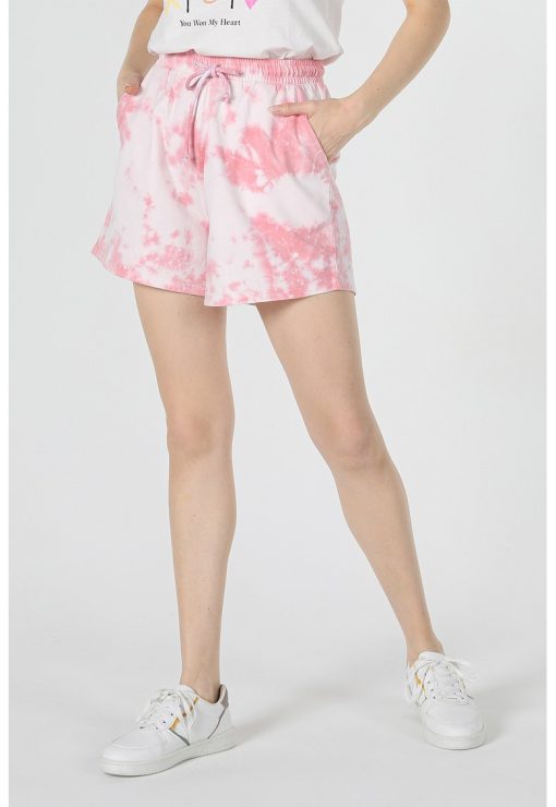 Pantaloni scurti de bumbac cu model tie-dye-FEMEI/IMBRACAMINTE/Pantaloni si colanti-IMBRACAMINTE/Pantaloni si colanti