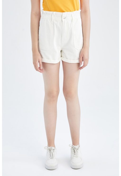 Pantaloni scurti de bumbac cu talie inalta-FEMEI/IMBRACAMINTE/Pantaloni si colanti-IMBRACAMINTE/Pantaloni si colanti