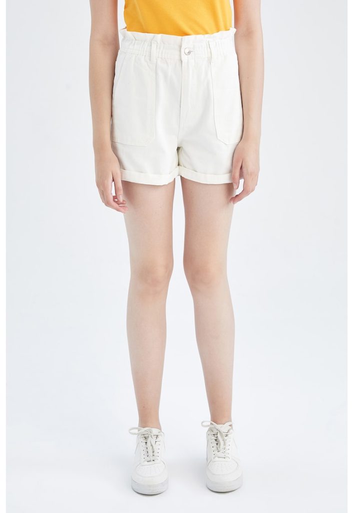 Pantaloni scurti de bumbac cu talie inalta-FEMEI/IMBRACAMINTE/Pantaloni si colanti-IMBRACAMINTE/Pantaloni si colanti
