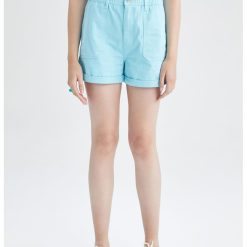 Pantaloni scurti de bumbac cu talie inalta-FEMEI/IMBRACAMINTE/Pantaloni si colanti-IMBRACAMINTE/Pantaloni si colanti