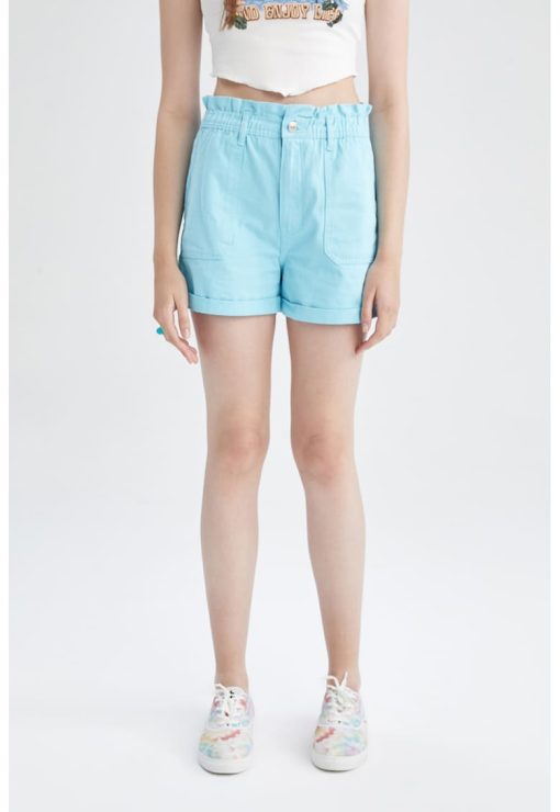 Pantaloni scurti de bumbac cu talie inalta-FEMEI/IMBRACAMINTE/Pantaloni si colanti-IMBRACAMINTE/Pantaloni si colanti