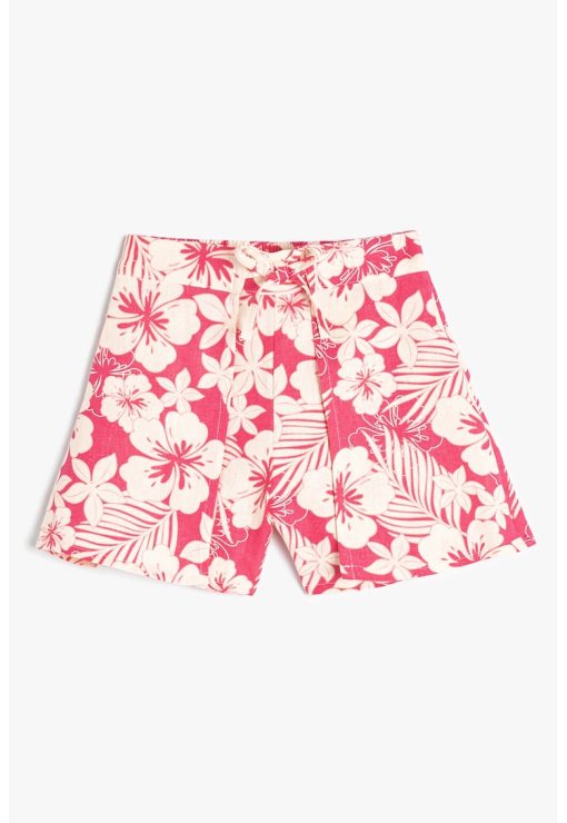 Pantaloni scurti din amestec de in cu model-FETE/IMBRACAMINTE/Sorturi-IMBRACAMINTE/Sorturi