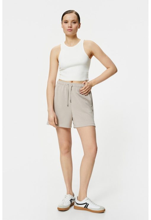 Pantaloni scurti din amestec de modal cu snur in talie-FEMEI/IMBRACAMINTE/Pantaloni si colanti-IMBRACAMINTE/Pantaloni si colanti
