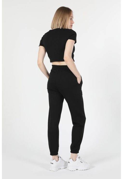 Pantaloni sport cu talie inalta si buzunare laterale-FEMEI/IMBRACAMINTE/Pantaloni si colanti-IMBRACAMINTE/Pantaloni si colanti