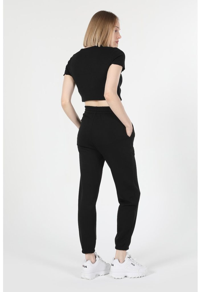 Pantaloni sport cu talie inalta si buzunare laterale-FEMEI/IMBRACAMINTE/Pantaloni si colanti-IMBRACAMINTE/Pantaloni si colanti