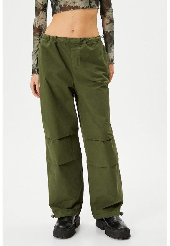 Pantaloni uni cu terminatii ajustabile-FEMEI/IMBRACAMINTE/Pantaloni si colanti-IMBRACAMINTE/Pantaloni si colanti