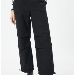 Pantaloni uni cu terminatii ajustabile-FEMEI/IMBRACAMINTE/Pantaloni si colanti-IMBRACAMINTE/Pantaloni si colanti