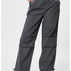 Pantaloni uni cu terminatii ajustabile-FEMEI/IMBRACAMINTE/Pantaloni si colanti-IMBRACAMINTE/Pantaloni si colanti