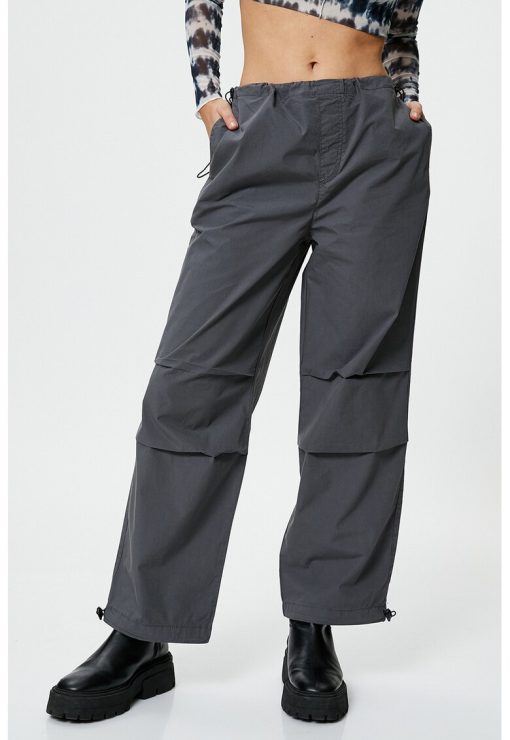 Pantaloni uni cu terminatii ajustabile-FEMEI/IMBRACAMINTE/Pantaloni si colanti-IMBRACAMINTE/Pantaloni si colanti
