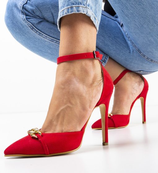Pantofi Deler Rosii-Pantofi cu toc-Pantofi cu toc