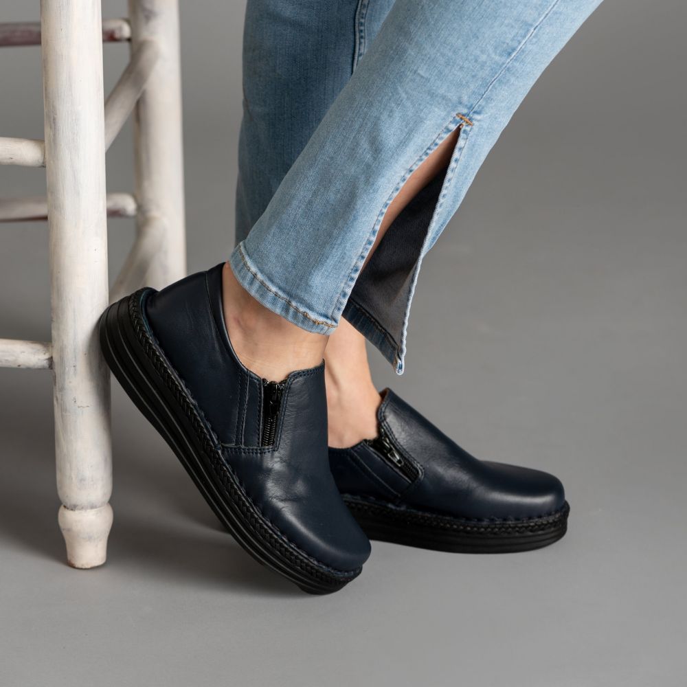 Pantofi confortabili din piele naturala 9005 albastru-Pantofi-Pantofi