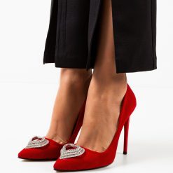 Pantofi cu toc Deltafor Rosii 3