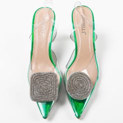 Pantofi cu toc Ramya Verzi 6