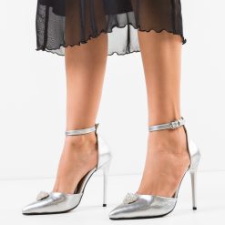 Pantofi dama Arahan Argintii 2-Pantofi cu toc-Pantofi cu toc