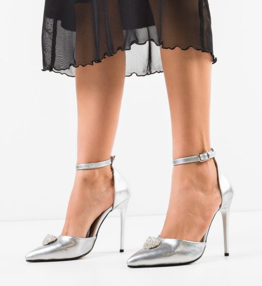 Pantofi dama Arahan Argintii 2-Pantofi cu toc-Pantofi cu toc