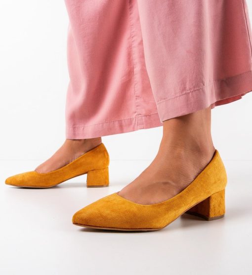 Pantofi dama Auza Camel-Pantofi cu toc-Pantofi cu toc gros