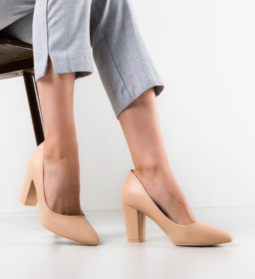 Pantofi dama Currie Bej-Pantofi cu toc-Pantofi cu toc