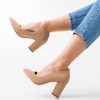 Pantofi dama Leonidas Bej-Pantofi cu toc-Pantofi cu toc