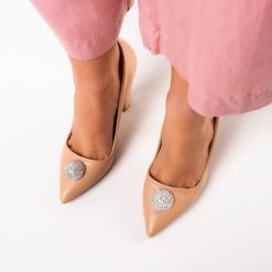 Pantofi dama Munyr Bej-Pantofi cu toc-Pantofi cu toc