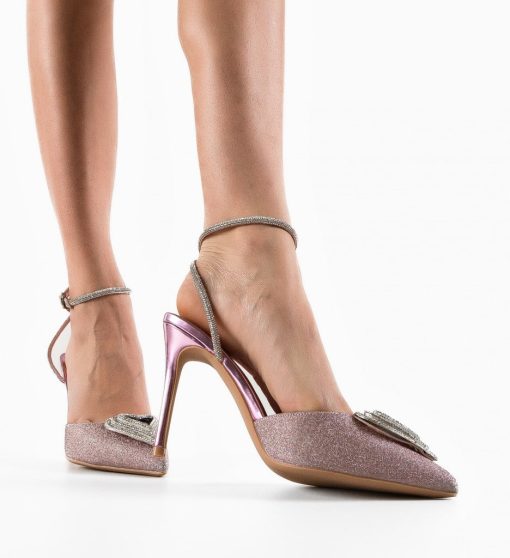Pantofi dama Vandis Roz-Pantofi cu toc-Pantofi cu toc