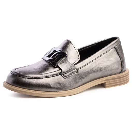 Pantofi piele naturala 3890 argintiu-Pantofi-Pantofi