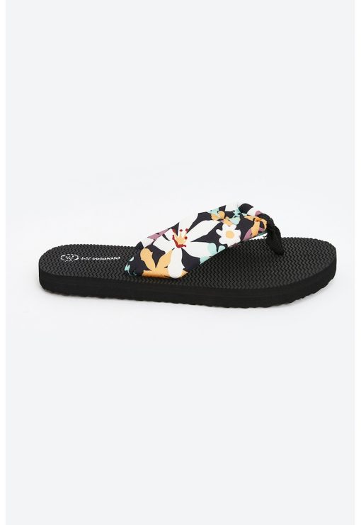 Papuci flip-flop cu model floral-FEMEI/INCALTAMINTE/Papuci-INCALTAMINTE/Papuci