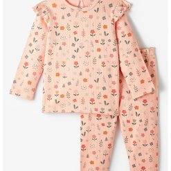 Pijama cu imprimeu floral-FETE/IMBRACAMINTE/Pijamale si halate de baie-IMBRACAMINTE/Pijamale si halate de baie
