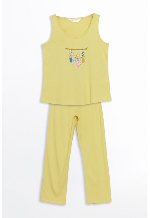 Pijama cu imprimeu grafic-FEMEI/IMBRACAMINTE/Pijamale si halate de baie-IMBRACAMINTE/Pijamale si halate de baie
