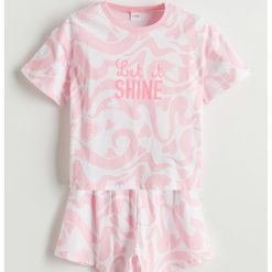 Pijama cu imprimeu grafic si pantaloni scurti-FETE/IMBRACAMINTE/Pijamale si halate de baie-IMBRACAMINTE/Pijamale si halate de baie
