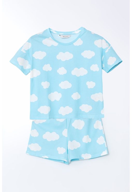 Pijama cu pantaloni scurti - talie elastica si model-FEMEI/IMBRACAMINTE/Pijamale si halate de baie-IMBRACAMINTE/Pijamale si halate de baie