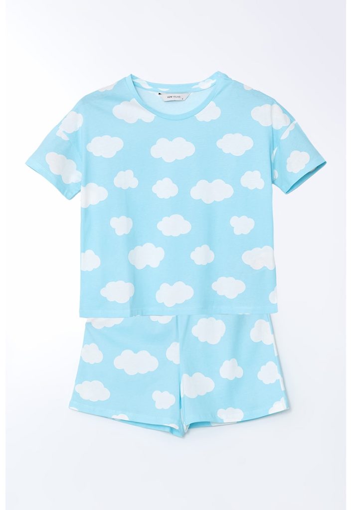 Pijama cu pantaloni scurti - talie elastica si model-FEMEI/IMBRACAMINTE/Pijamale si halate de baie-IMBRACAMINTE/Pijamale si halate de baie