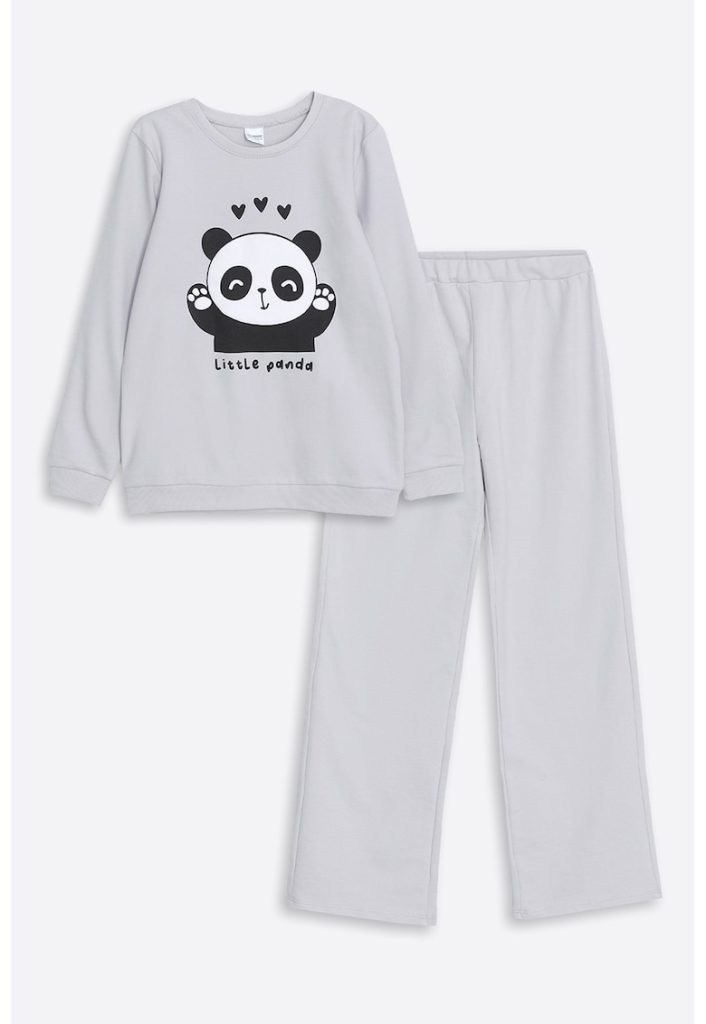 Pijama din amestec de bumbac cu model grafic-FETE/IMBRACAMINTE/Pijamale si halate de baie-IMBRACAMINTE/Pijamale si halate de baie