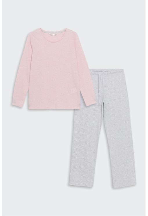 Pijama din amestec de bumbac cu pantaloni lungi-FEMEI/IMBRACAMINTE/Pijamale si halate de baie-IMBRACAMINTE/Pijamale si halate de baie