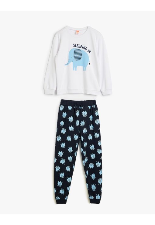 Pijama din bumbac cu model grafic-BAIETI/IMBRACAMINTE/Pijamale si halate de baie-IMBRACAMINTE/Pijamale si halate de baie