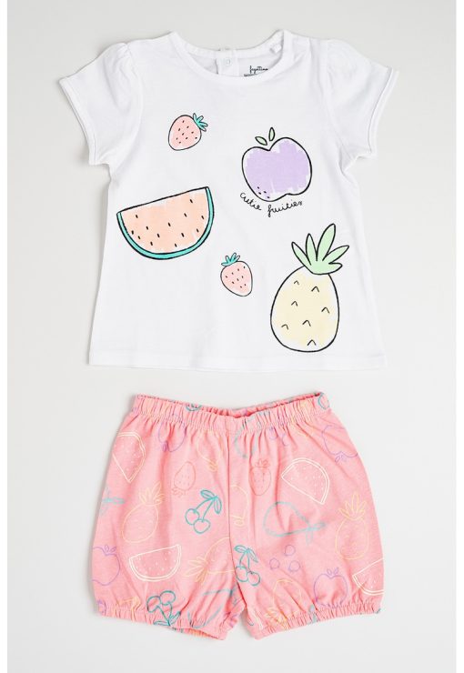 Pijama scurta cu imprimeu-FETE/IMBRACAMINTE/Pijamale si halate de baie-IMBRACAMINTE/Pijamale si halate de baie
