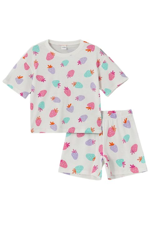 Pijama scurta cu imprimeu-FETE/IMBRACAMINTE/Pijamale si halate de baie-IMBRACAMINTE/Pijamale si halate de baie