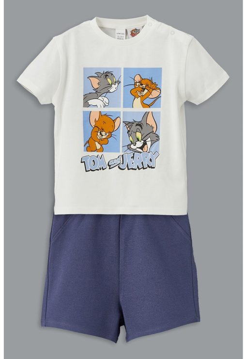 Pijama scurta cu imprimeu cu desene animate-BAIETI/IMBRACAMINTE/Pijamale si halate de baie-IMBRACAMINTE/Pijamale si halate de baie
