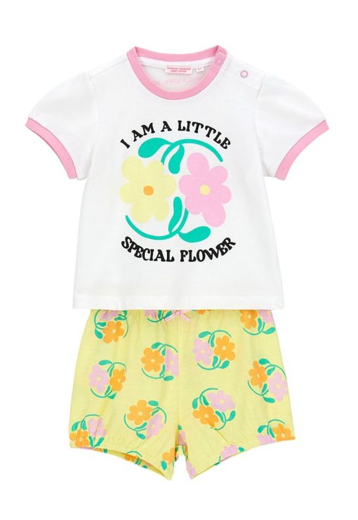 Pijama scurta cu imprimeu floral-FETE/IMBRACAMINTE/Pijamale si halate de baie-IMBRACAMINTE/Pijamale si halate de baie