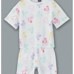 Pijama scurta cu talie elastica si model cu Mickey Mouse-FETE/IMBRACAMINTE/Pijamale si halate de baie-IMBRACAMINTE/Pijamale si halate de baie
