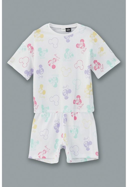 Pijama scurta cu talie elastica si model cu Mickey Mouse-FETE/IMBRACAMINTE/Pijamale si halate de baie-IMBRACAMINTE/Pijamale si halate de baie