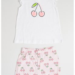 Pijama scurta din bumbac cu imprimeu-FETE/IMBRACAMINTE/Pijamale si halate de baie-IMBRACAMINTE/Pijamale si halate de baie
