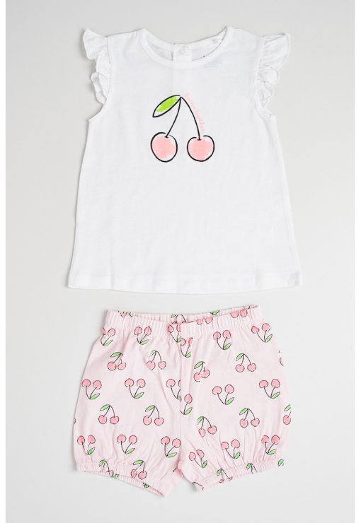 Pijama scurta din bumbac cu imprimeu-FETE/IMBRACAMINTE/Pijamale si halate de baie-IMBRACAMINTE/Pijamale si halate de baie