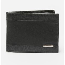 Portofel de piele cu logo metalic-BARBATI/GENTI SI ACCESORII/Portofele si brelocuri-GENTI SI ACCESORII/Portofele si brelocuri